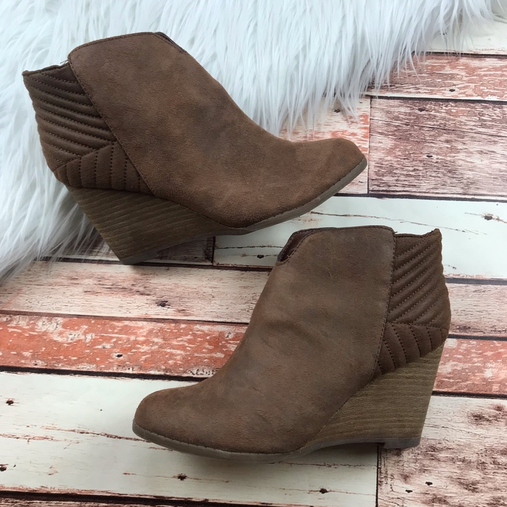 Carlos faux suede wedge booties